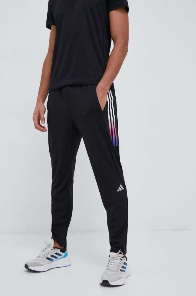 Штани для бігу adidas Performance Run Icons колір чорний з принтом фото 4