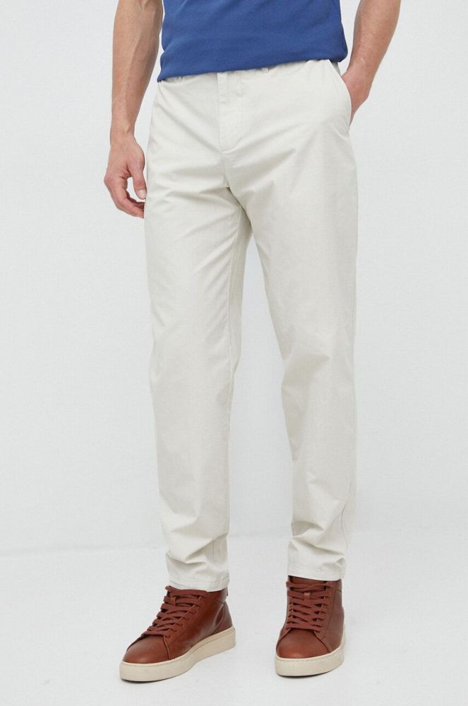 Бавовняні штани Armani Exchange колір бежевий фасон chinos
