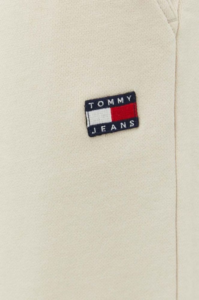 Бавовняні спортивні штани Tommy Jeans чоловічі колір бежевий однотонні фото 4