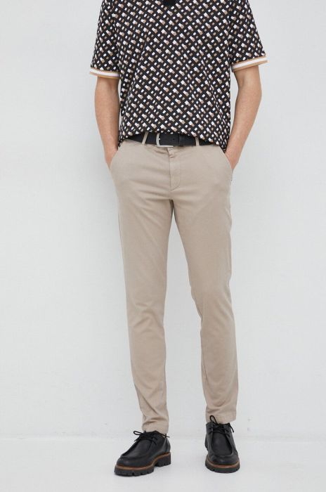 Штани BOSS чоловічі колір бежевий облягаюче (3106519)