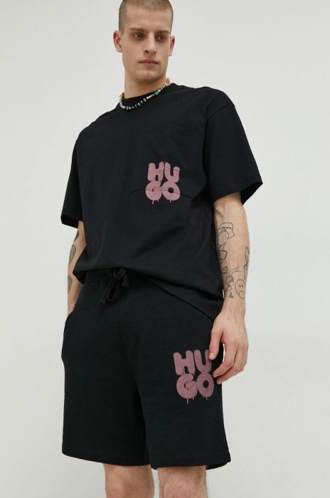 Бавовняні шорти HUGO колір чорний (3123915)