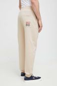 Бавовняні штани лаунж HUGO колір бежевий однотонні