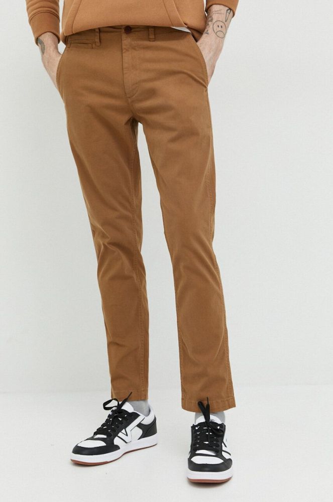 Штани Superdry чоловічі колір коричневий облягаюче (3039913)