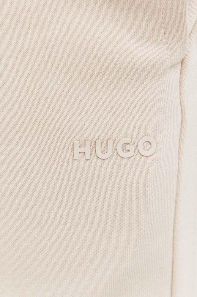 Бавовняні спортивні штани HUGO колір бежевий однотонні (3480711) фото 3