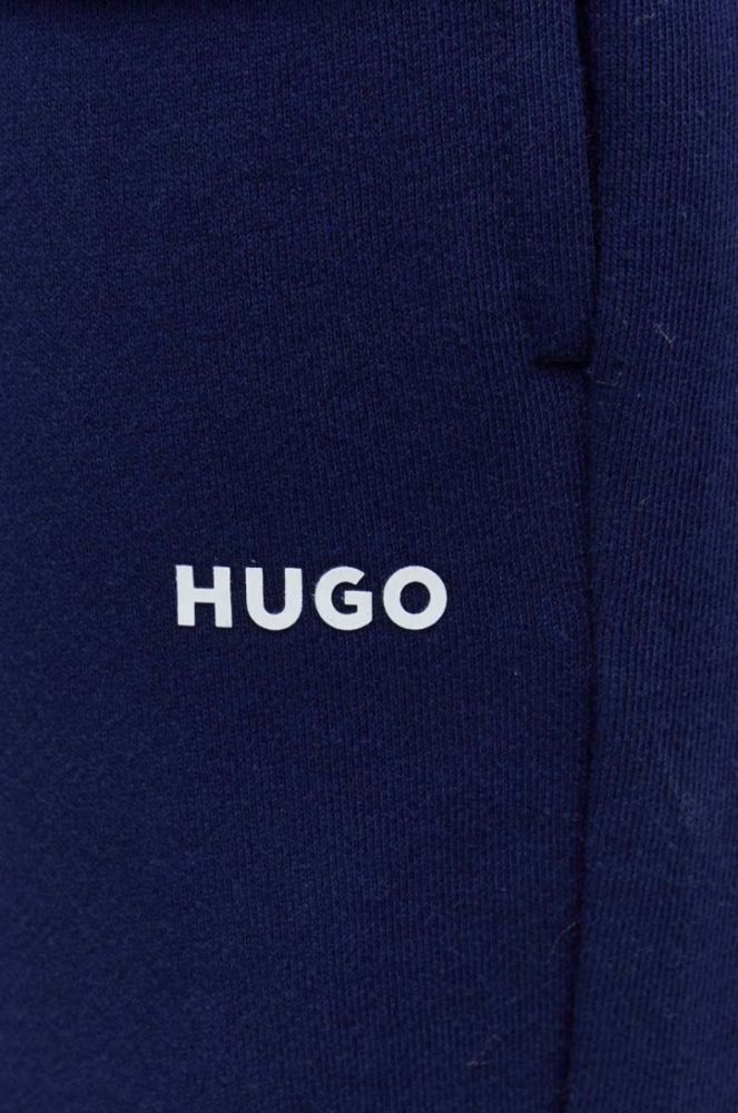 Бавовняні спортивні штани HUGO колір синій однотонні фото 4