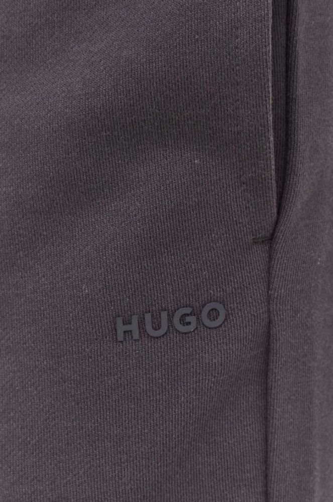 Бавовняні спортивні штани HUGO колір сірий однотонні (3480713) фото 4