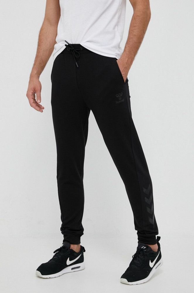 Спортивні штани Hummel колір чорний з принтом (3211319)