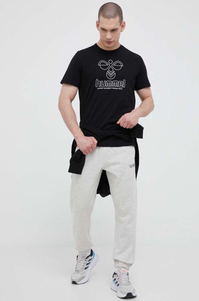 Бавовняні спортивні штани Hummel колір сірий однотонні фото 2