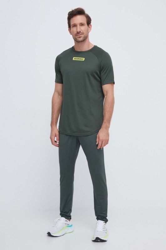 Штани для тренувань Hummel Strength колір зелений з принтом фото 2