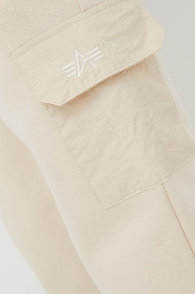 Спортивні штани Alpha Industries колір бежевий однотонні фото 4