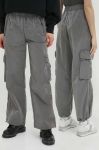Штани Rains 18980 Cargo Pants Wide колір срібний прямі середня посадка