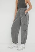 Штани Rains 18980 Cargo Pants Wide колір срібний прямі середня посадка