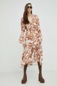 Сукня Guess колір коричневий midi розкльошена (2911573)