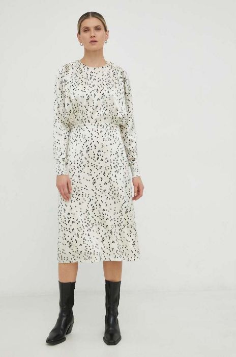 Сукня Bruuns Bazaar Acacia Adee колір бежевий midi розкльошена