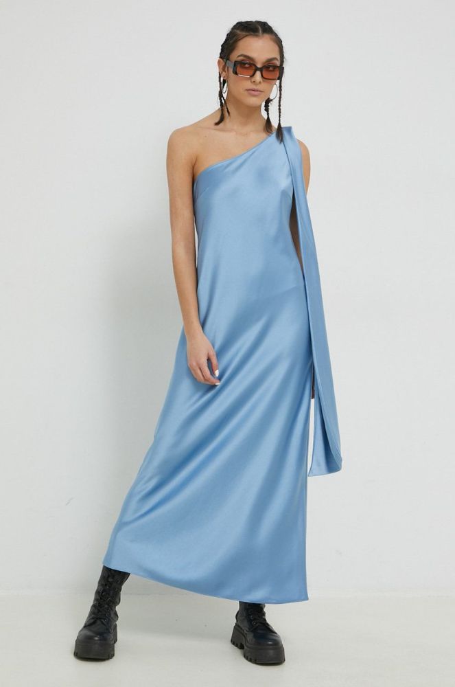Сукня HUGO maxi розкльошена колір блакитний (2879773)