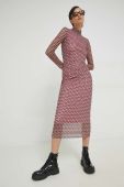 Сукня HUGO колір рожевий midi облягаюча (2955393)