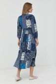 Шовкова сукня Weekend Max Mara колір синій midi розкльошена