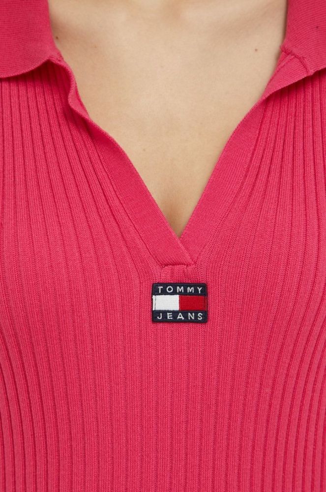сукня Tommy Jeans колір рожевий mini облягаюча фото 5