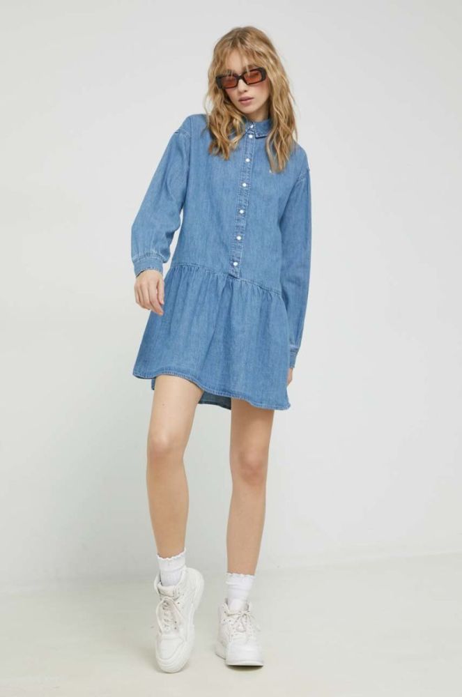 Джинсова сукня Tommy Jeans mini розкльошена колір блакитний (2893913) фото 2
