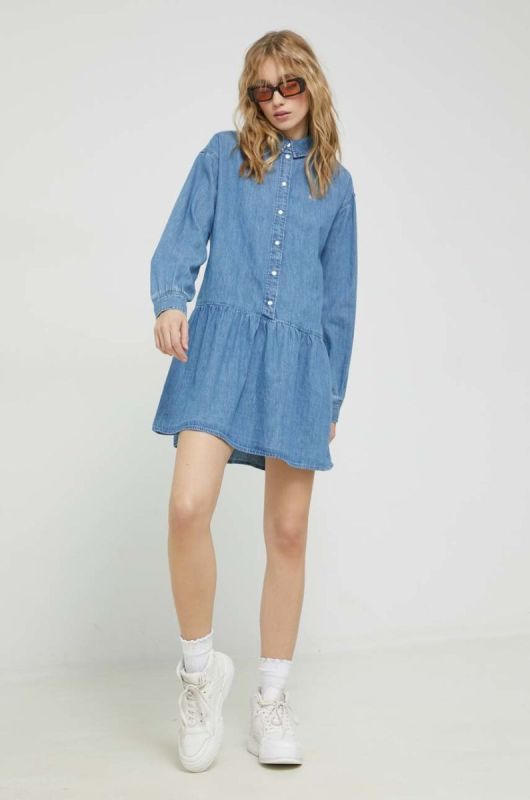 Джинсова сукня Tommy Jeans mini розкльошена колір блакитний (2893913) фото 2