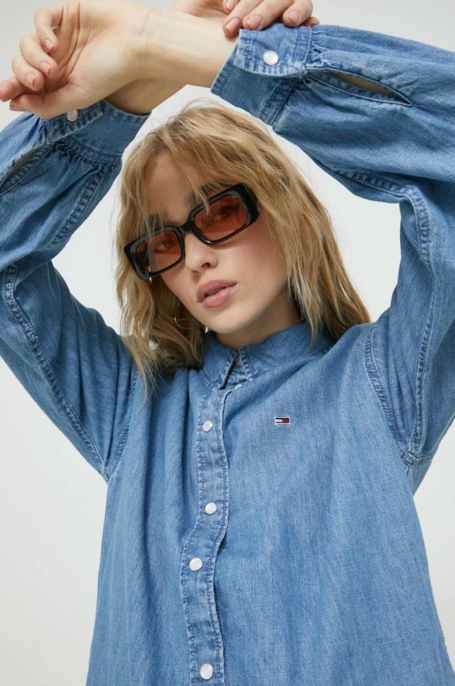 Джинсова сукня Tommy Jeans mini розкльошена колір блакитний (2893913) фото 4