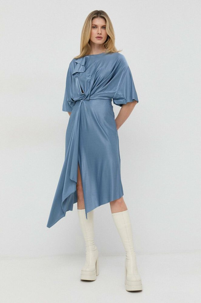 Сукня Victoria Beckham midi розкльошена колір блакитний