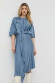 Сукня Victoria Beckham midi розкльошена колір блакитний