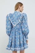 Бавовняна сукня Custommade mini розкльошена колір блакитний
