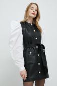 Шкіряна сукня Custommade Jada колір чорний mini облягаюча