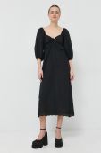 Бавовняна сукня Notes du Nord Filippa колір чорний maxi розкльошена
