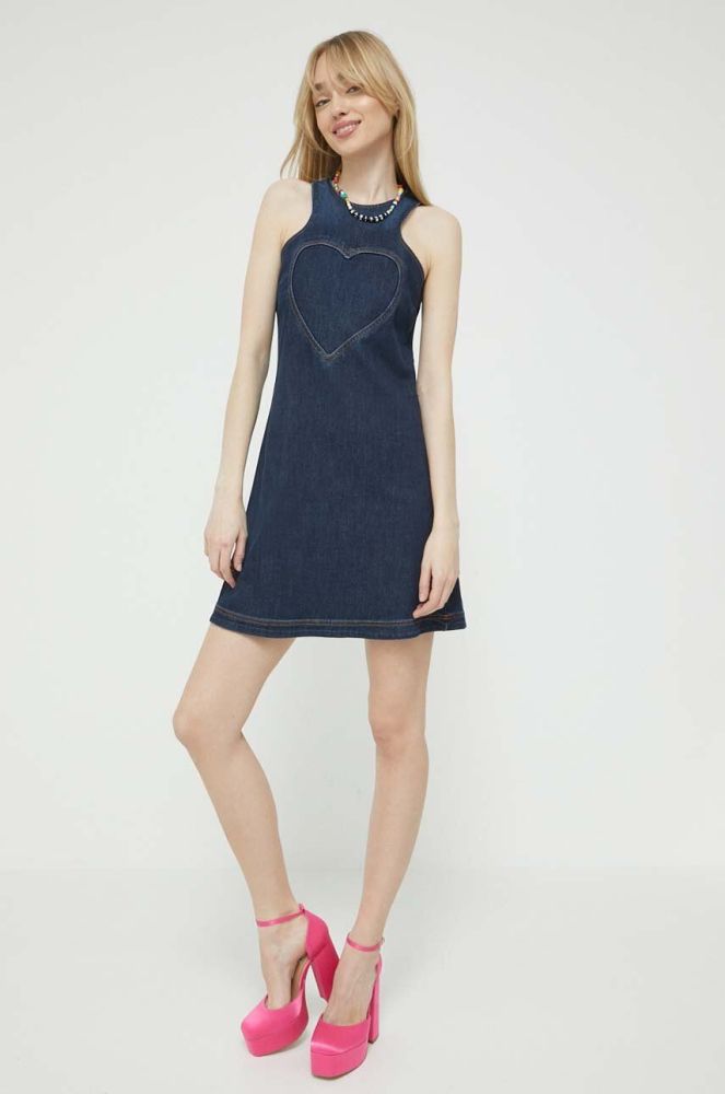 Джинсова сукня Love Moschino колір синій mini облягаюча