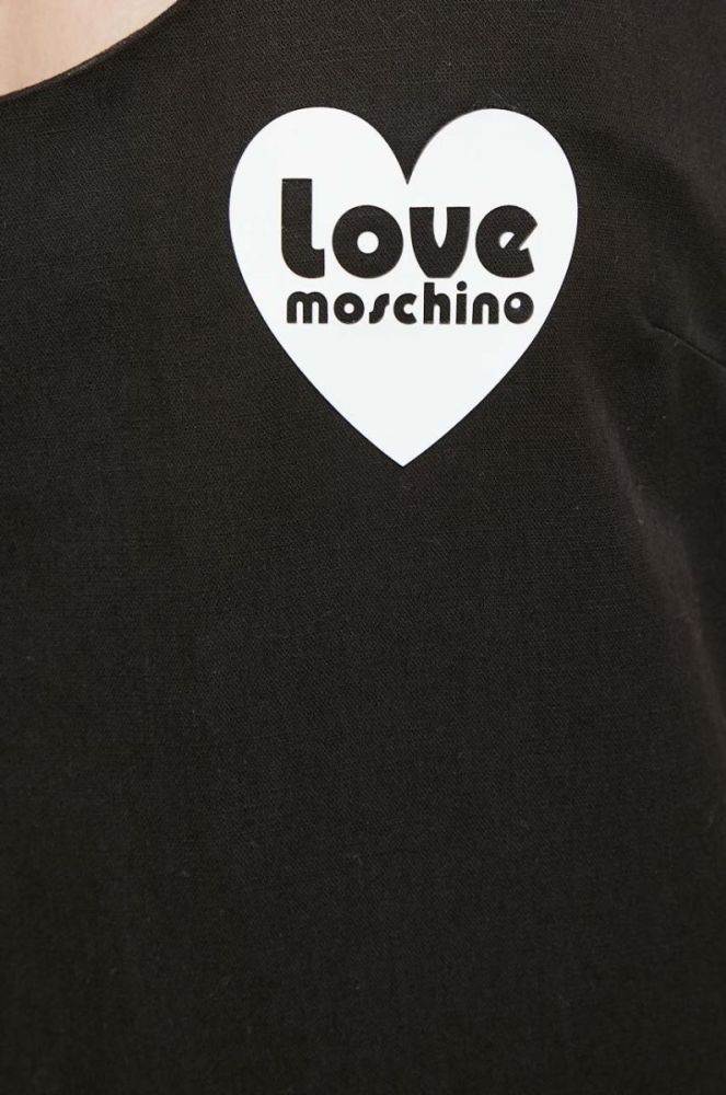 Сукня з домішкою льону Love Moschino колір чорний maxi облягаюча фото 6