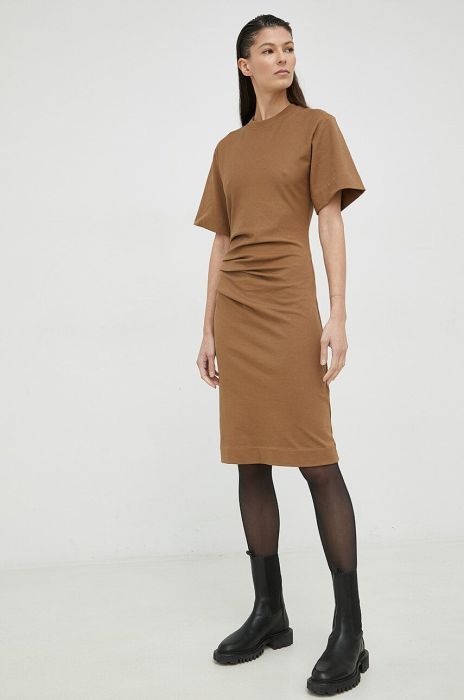 Бавовняна сукня Tiger Of Sweden колір коричневий midi пряма