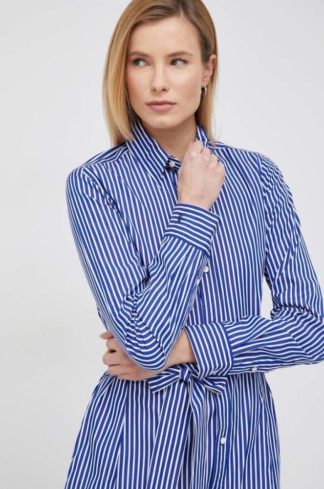 Бавовняна сукня Polo Ralph Lauren midi розкльошена колір блакитний (2951798) фото 2