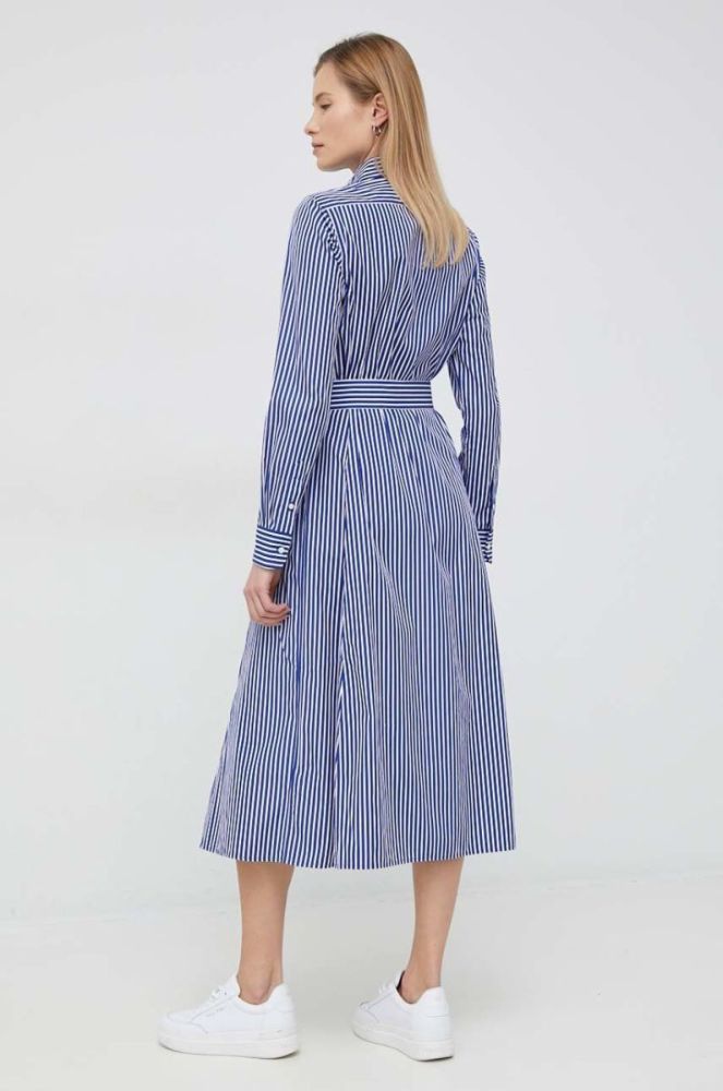 Бавовняна сукня Polo Ralph Lauren midi розкльошена колір блакитний (2951798) фото 3