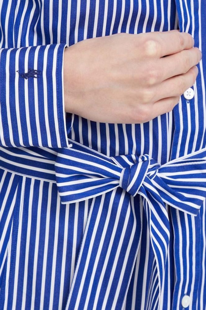 Бавовняна сукня Polo Ralph Lauren midi розкльошена колір блакитний (2951798) фото 5