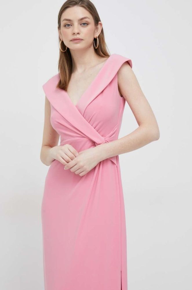 Сукня Lauren Ralph Lauren колір рожевий maxi розкльошена фото 3