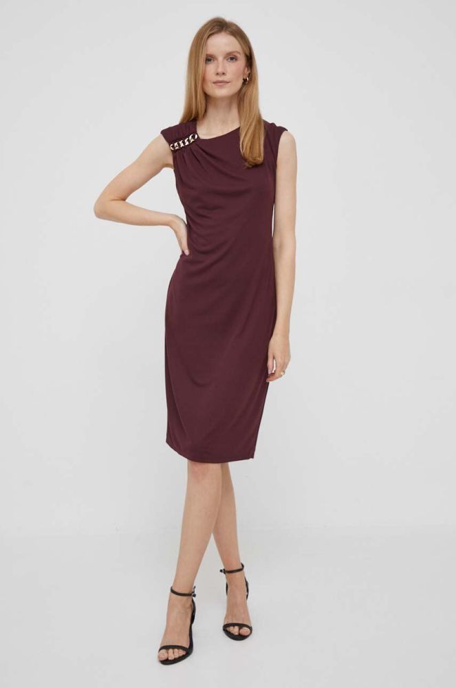 Сукня Lauren Ralph Lauren колір бордовий mini облягаюча