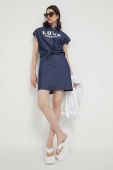 Бавовняна сукня Love Moschino колір синій mini розкльошена