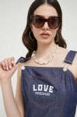 Бавовняна сукня Love Moschino колір синій mini розкльошена