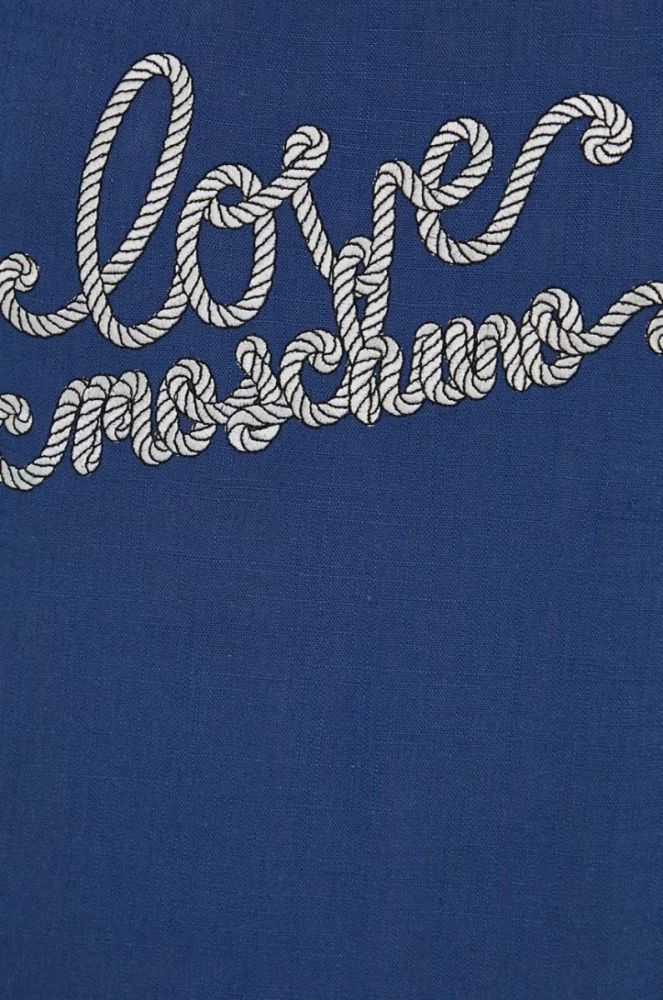 Сукня з домішкою льону Love Moschino mini пряма колір блакитний фото 5