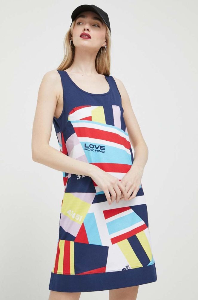 Бавовняна сукня Love Moschino mini пряма колір барвистий (3219753)