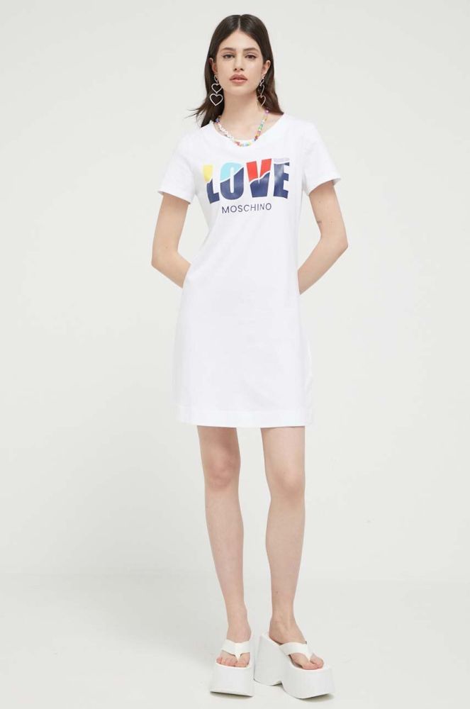 Бавовняна сукня Love Moschino колір білий mini пряма (3191609)