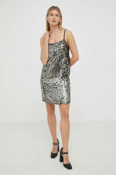 Сукня Gestuz колір срібний mini пряма