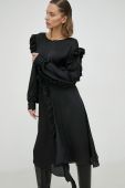 Сукня Remain колір чорний midi розкльошена
