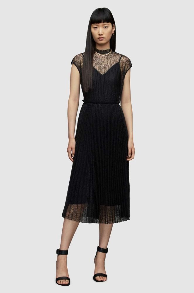 Сукня AllSaints колір чорний midi пряма (2885653)