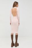 Сукня з домішкою шовку Elisabetta Franchi колір рожевий mini облягаюча