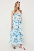 Бавовняна сукня Red Valentino maxi розкльошена колір блакитний