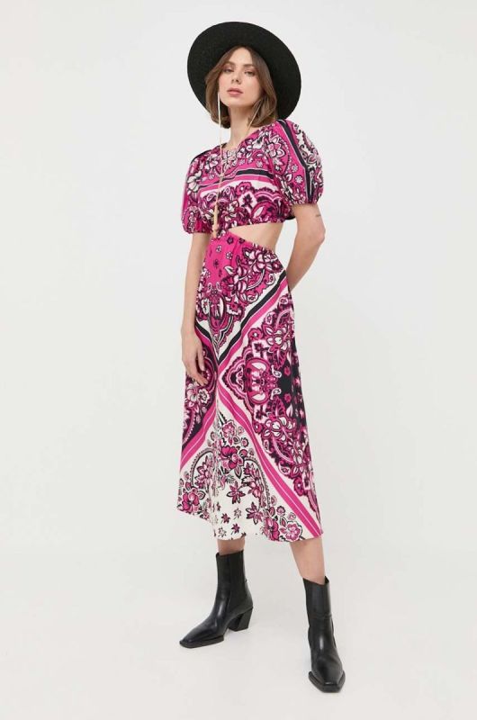 Бавовняна сукня Red Valentino колір фіолетовий midi розкльошена
