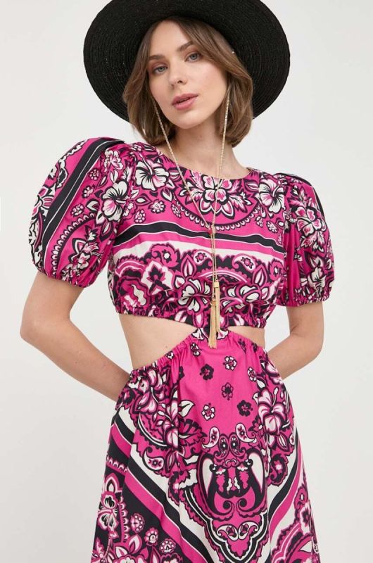 Бавовняна сукня Red Valentino колір фіолетовий midi розкльошена фото 2